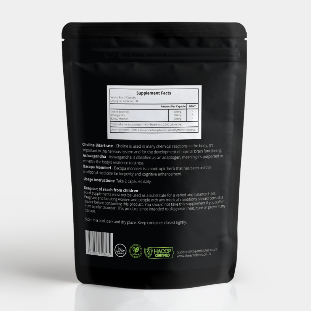 Mental Wealth Complex - Choline, Ashwagandha and Bacopa Monnieri - Vegan