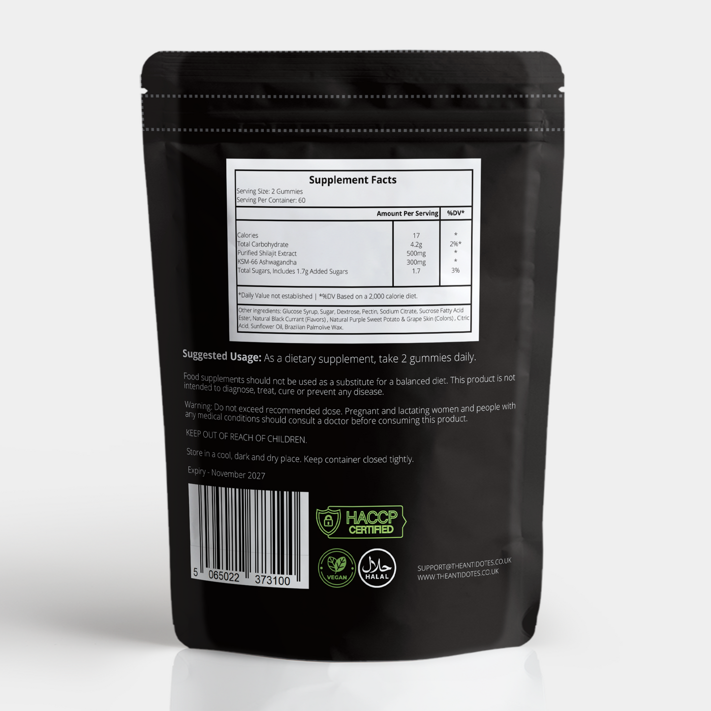 Shilajit Gummies - Shilajit & Ashwagandha (Blackcurrant flavour) - Vegan