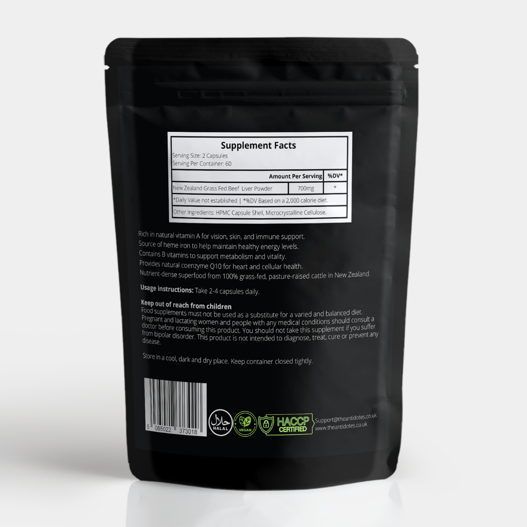 Grass-Fed Beef Liver Capsules – Nature’s Nutrient-Dense Superfood
| Halal | 60 Capsules