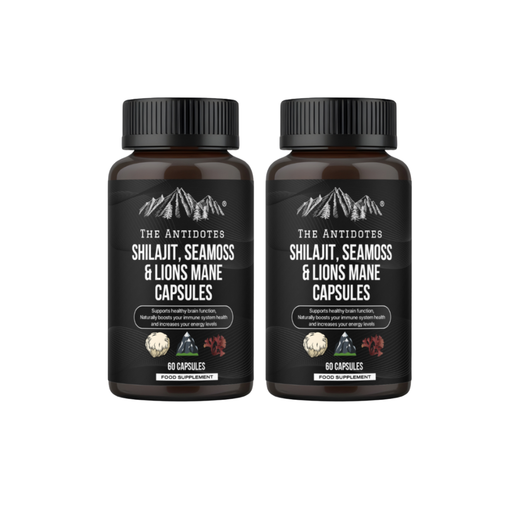 Shilajit, SeaMoss and Lions Mane Capsules - 60 Capsules - Vegan