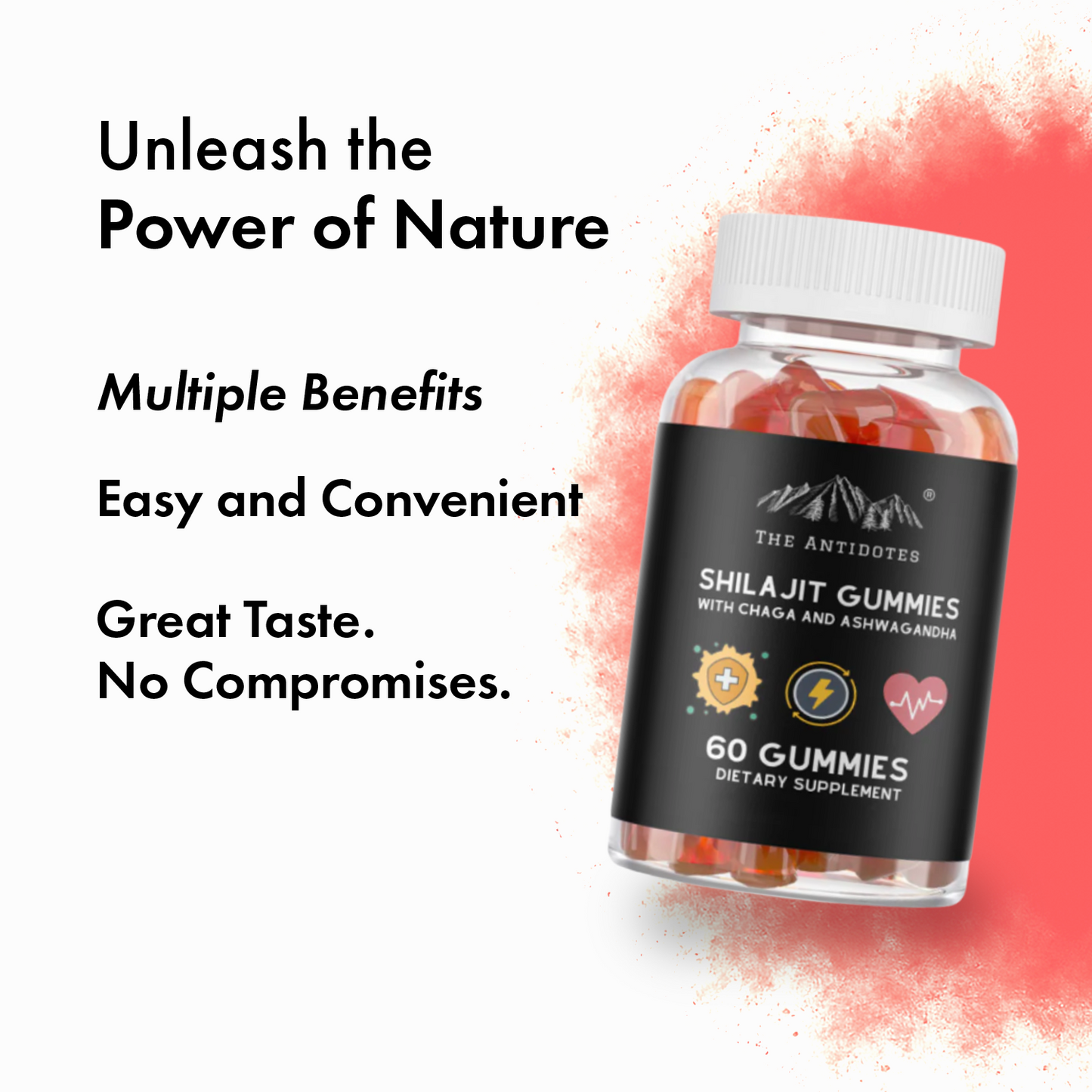 Shilajit Gummies - Shilajit, Chaga & Ashwagandha (Apple flavour) - Vegan