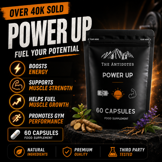 The Antidotes Power Up capsules with tongkat ali, fadogia agrestis and turkesterone