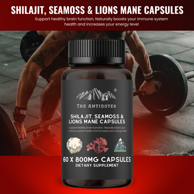 Shilajit Seamoss And Lions Mane Capsules 60 Capsules Vegan The Antidotes 4945