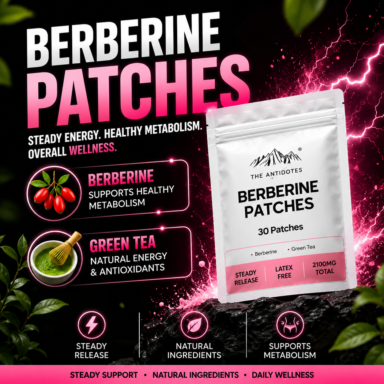 Berberine Patches with Green Tea - 30 Patches