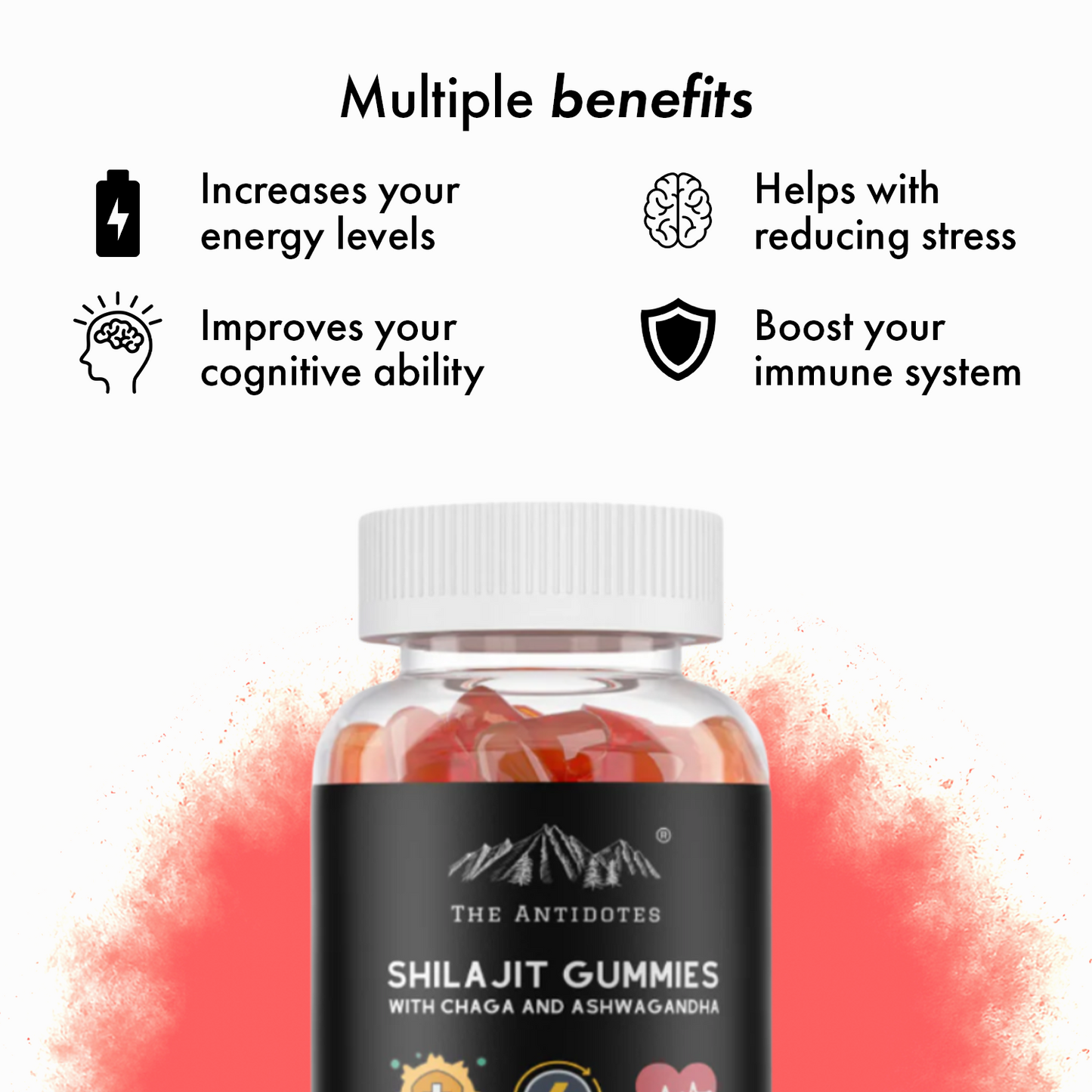 Shilajit Gummies - Shilajit, Chaga & Ashwagandha (Apple flavour) - Vegan