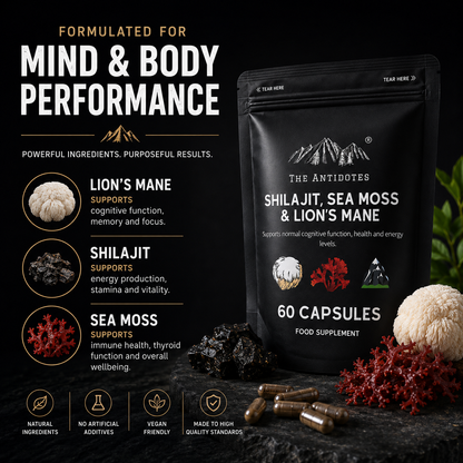 The Antidotes Shilajit, Sea Moss and Lion's Mane capsules, 60 capsule pack, image 2