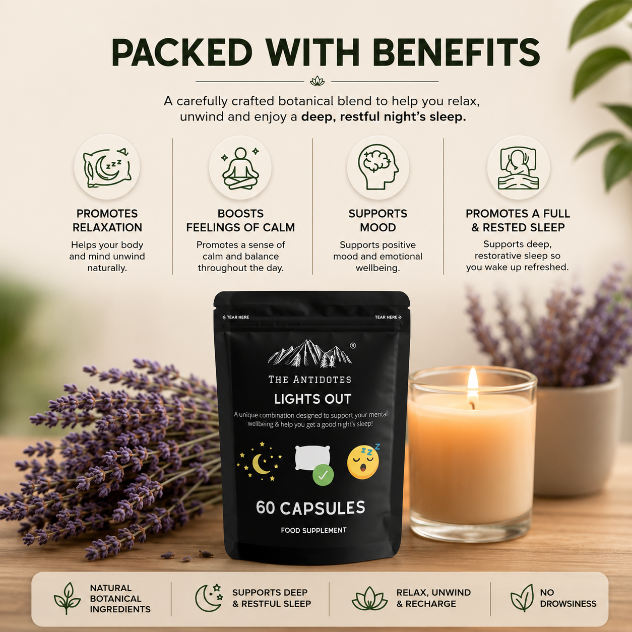 The Antidotes Lights Out vegan capsules, 60 capsule pack, product image 2