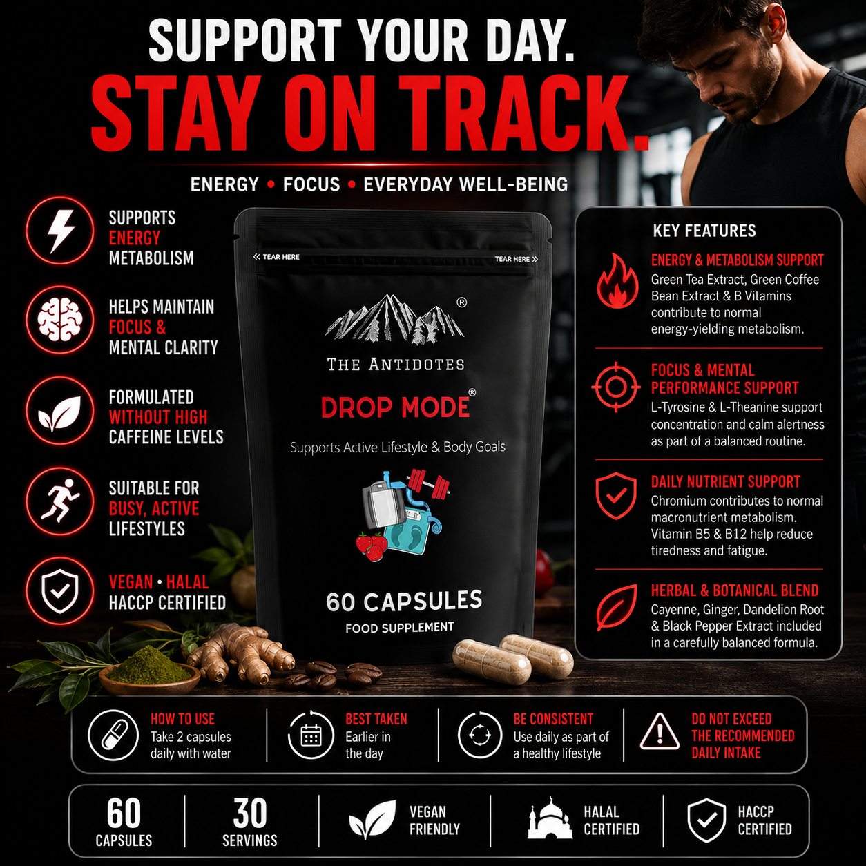 Drop Mode - Daily Energy & Focus Support - 60 Capsules