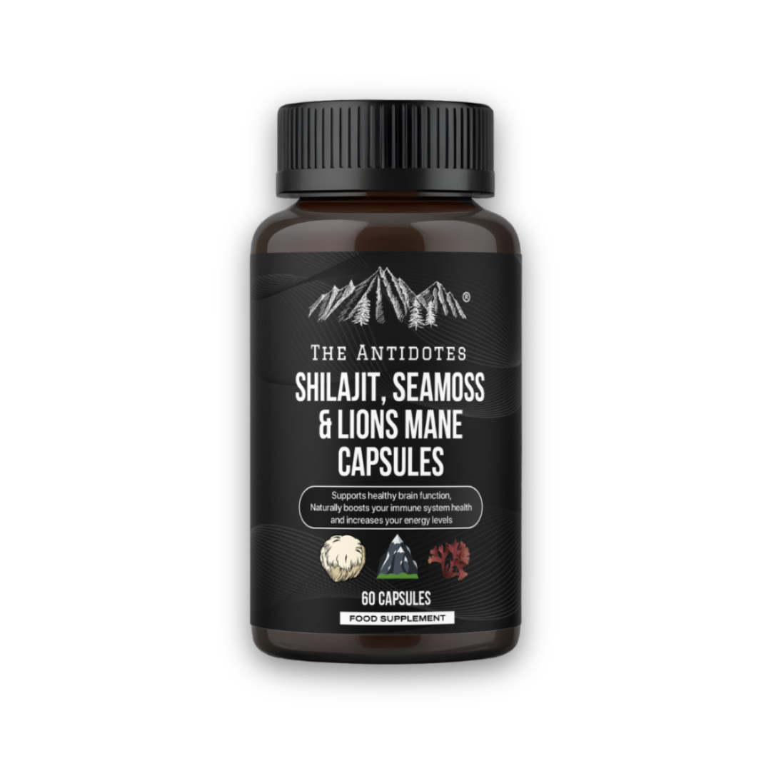 Shilajit, SeaMoss and Lions Mane Capsules - 60 Capsules - Vegan