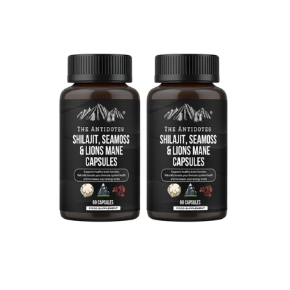 Shilajit, SeaMoss and Lions Mane Capsules - 60 Capsules - Vegan