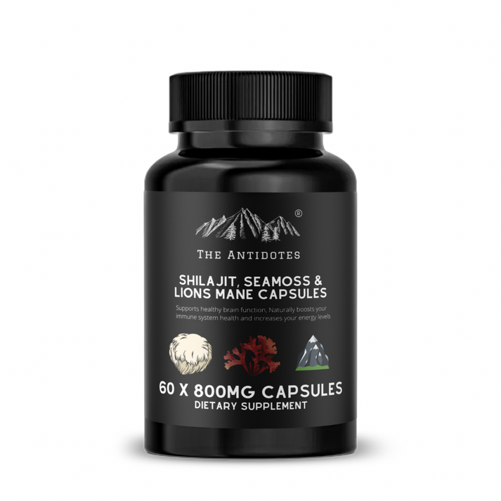 Shilajit Seamoss And Lions Mane Capsules 60 Capsules Vegan The Antidotes 2379